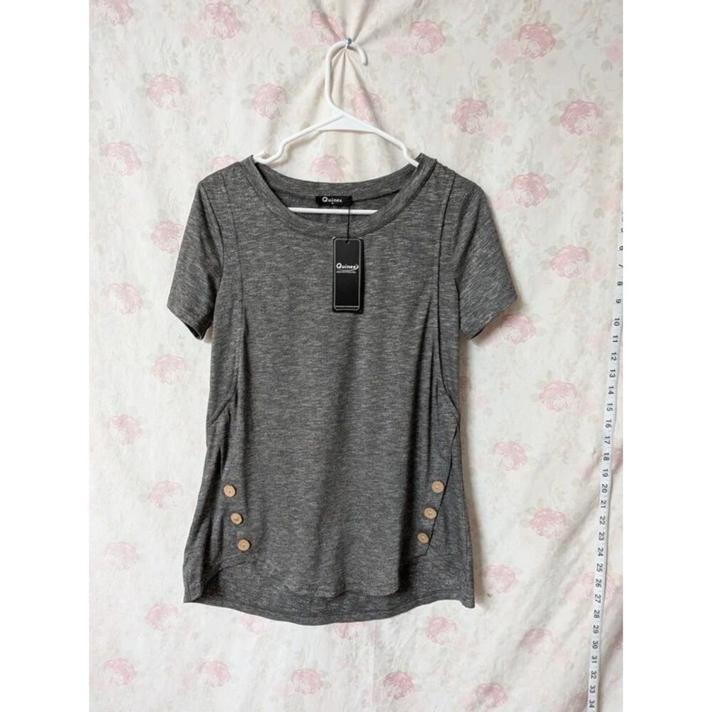 M Gray Lift-Up Layered Maternity & Nursing Tee A094